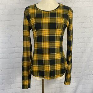 Rue21 Small Yellow & Black Plaid Long Sleeve Top